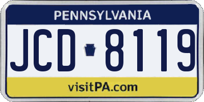 PA license plate JCD8119