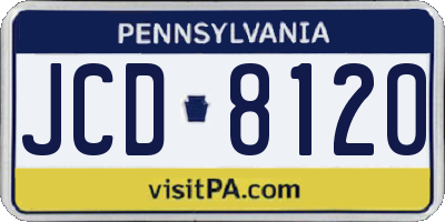 PA license plate JCD8120