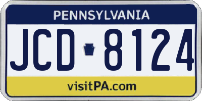 PA license plate JCD8124