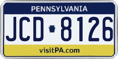 PA license plate JCD8126