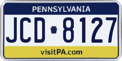 PA license plate JCD8127