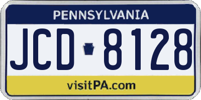 PA license plate JCD8128