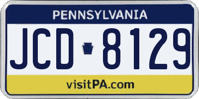 PA license plate JCD8129