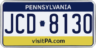 PA license plate JCD8130
