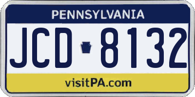 PA license plate JCD8132