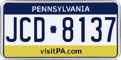 PA license plate JCD8137