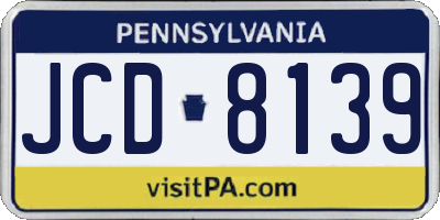 PA license plate JCD8139