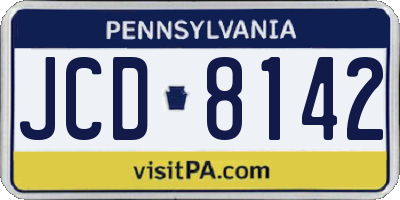 PA license plate JCD8142
