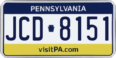 PA license plate JCD8151
