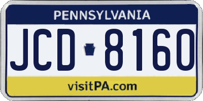 PA license plate JCD8160