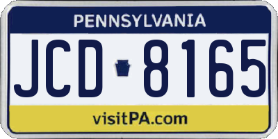 PA license plate JCD8165
