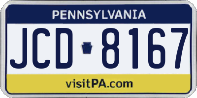 PA license plate JCD8167