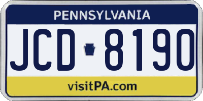 PA license plate JCD8190