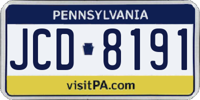 PA license plate JCD8191