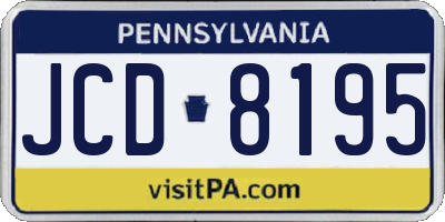 PA license plate JCD8195