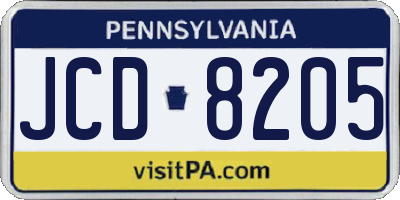 PA license plate JCD8205