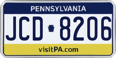 PA license plate JCD8206