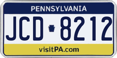 PA license plate JCD8212
