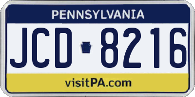 PA license plate JCD8216