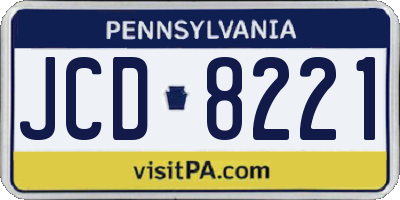 PA license plate JCD8221