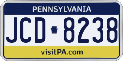 PA license plate JCD8238