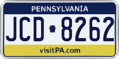 PA license plate JCD8262