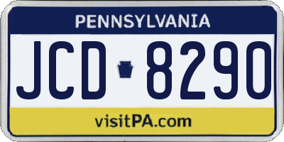 PA license plate JCD8290