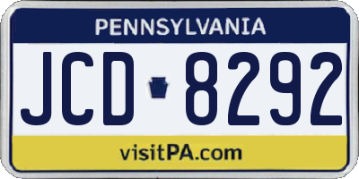 PA license plate JCD8292
