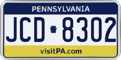 PA license plate JCD8302