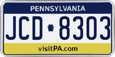 PA license plate JCD8303