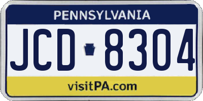 PA license plate JCD8304