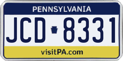 PA license plate JCD8331