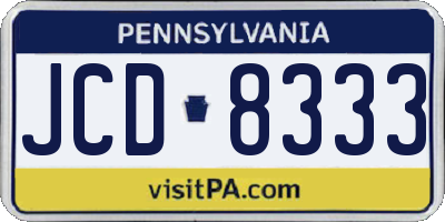 PA license plate JCD8333