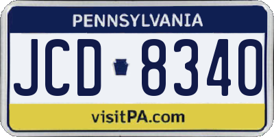 PA license plate JCD8340