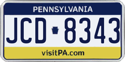 PA license plate JCD8343
