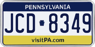 PA license plate JCD8349