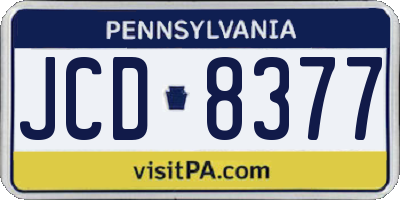 PA license plate JCD8377