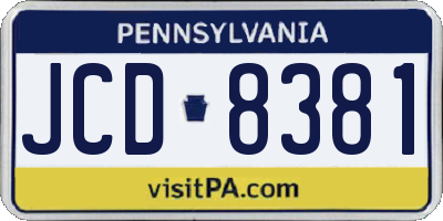 PA license plate JCD8381