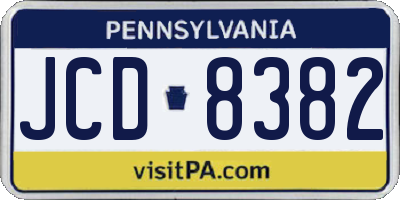 PA license plate JCD8382
