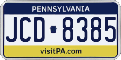 PA license plate JCD8385