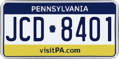 PA license plate JCD8401