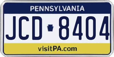 PA license plate JCD8404