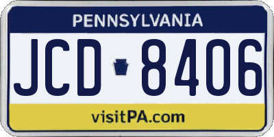 PA license plate JCD8406