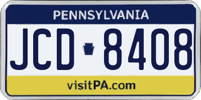 PA license plate JCD8408