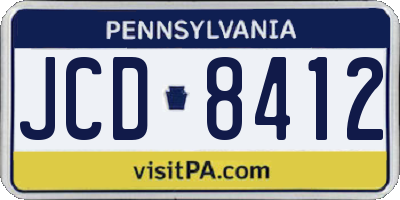 PA license plate JCD8412