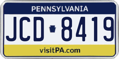 PA license plate JCD8419