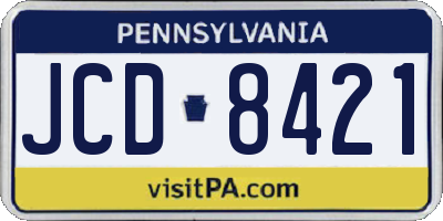 PA license plate JCD8421