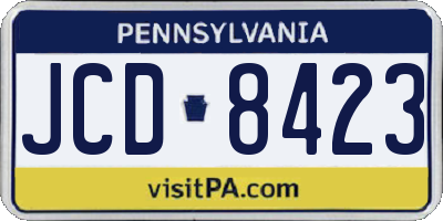 PA license plate JCD8423