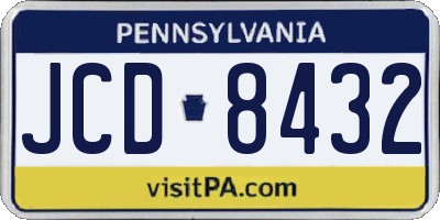 PA license plate JCD8432