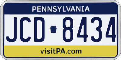 PA license plate JCD8434